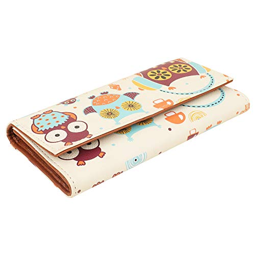 Women's Little Owl Vector Art Design Pattern Faux Leather Printed Wallet | Wallet for Women | Ladies Purse | Clutch | Multiple Card Holder Organizer and Phone Pocket Zip Wallet.4