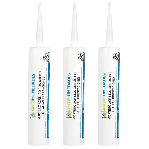 Mortero Acrílico con Áridos de altas prestaciones (24x300ml, Arena) - Mortero elástico e impermeable listo para usar: rellenado de grietas, rejuntado de piedra, ladrillo...