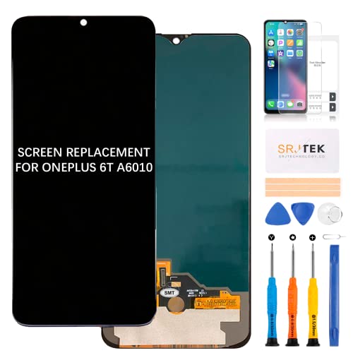 OLED for Oneplus 6T Screen Replacement 1+6T LCD Screen 6T 6.41 Inch LCD Display A6010 Touch Digitizer Assembly A6013 Repair Parts Kits(No Frame,with Figerprint Function)