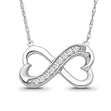 ARAIYA FINE JEWELRY Sterling Silver Diamond Infinity Heart Pendant Rope Chain Necklace (1/10 cttw, I
