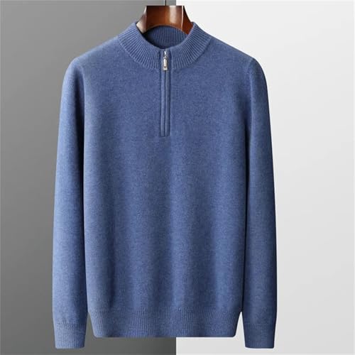 Men's Solid Wool Mock Neck Zipper Sweater Thickened Pullover Warm Casual Slim Sweater Base Layer Top2