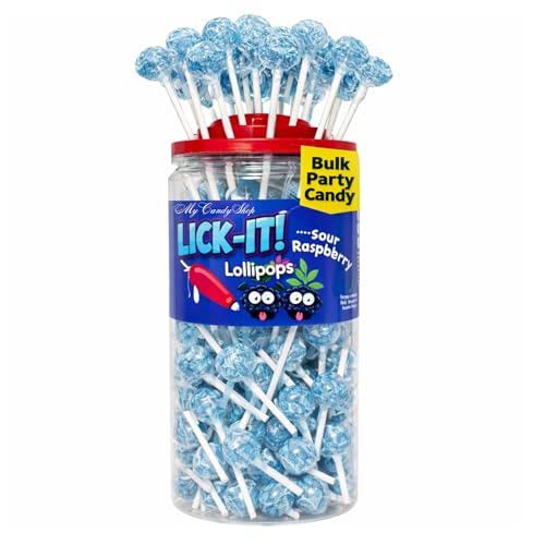 Tongue Painter Lollies x 150 - Blue Raspberry Lollipops - Individually Wrapped Blue Lollies Sour Sweets - Halal sour lollipops - Childrens party sweets - Fun Novelty lolly pops