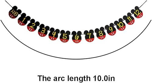 Miniatura 6 de CHuangQi Cartel de fotos de fiesta de cumpleaños con temática de Mickey y pancarta para silla alta "ONE", pancarta de fotos NB a 12 meses,