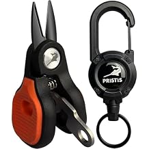 Pristis Mini Fishing Scissors, Compact Stainless Steel Blades Line Cutter Multi Tool with Non-Slip Handle, Micro Serrated Edge Pliers Gear Kit for Saltwater Freshwater Braided Fluorocarbon Mono Lines