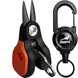 Pristis Mini Fishing Scissors, Compact Stainless Steel Blades Line Cutter Multi Tool with Non-Slip Handle, Micro Serrated Edge Pliers Gear Kit for Saltwater Freshwater Braided Fluorocarbon Mono Lines