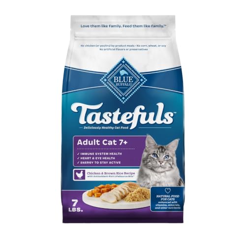 Blue Buffalo Tastefuls Chicken & Brown Rice Recipe Mature Dry Cat Food for Adult Cats 7+, Real...