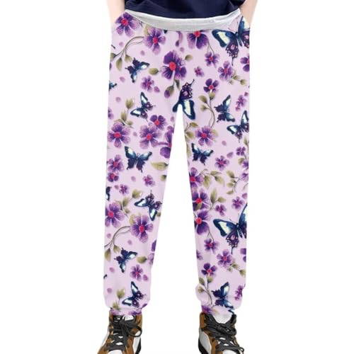 Pinupub Kids Sports Casual Joggers Pants for Boys Girls Elastic Waist Stretch Bundle Foot Sweatpants