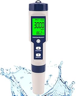 Hofun Pool Salt Tester, Digital Salinity Meter, High Accuracy 5 in 1 Salinity Tester for Salt Water, IP67 Waterproof Salinity Water Test Kit for Swimming Pool, Aquariums, Seawater & Koi Fish