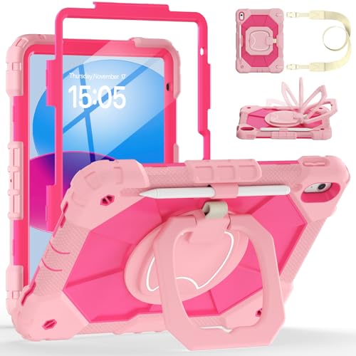 Étui iPad 11 / 10.9 pouces Dinines antichoc rose avec support 360 et protège-écran