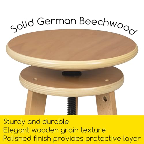 Meeden MTDZ002 Wooden Drafting Stool With Adjustable Height, Artist Stool,Office Studio Stool, Up To 220 Lbs,German Beech Wood thumb #3