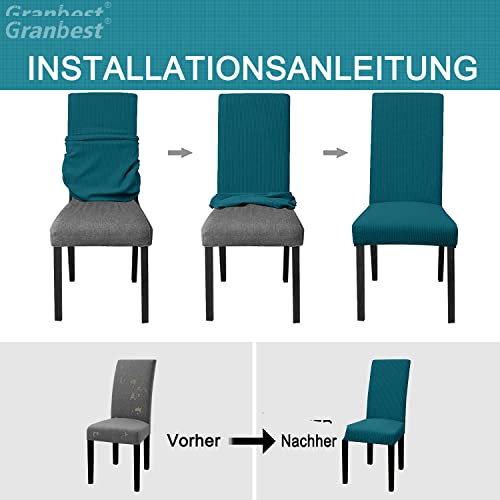 Granbest Premium Wasserdicht Esszimmer Stuhl Abdeckungen Satz Von 4, Stretch Hohen Zurück Stuhlhussen Slipcover Für Esszimmer… – Ansicht 6