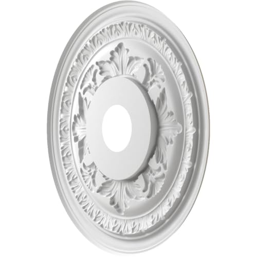 Image of Ekena Millwork CMP19BABCR Baltimore Thermoformed PVC Ceiling Medallion (Fits Canopies up to 7 3 /4 inch), 19 inchOD x 3 1 /2 inchID x 1 inchP, Bright Coat Chrome