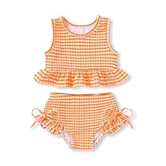 Orange Plaid Swimsuit