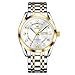 OLEVS Mens Watches White Fashion Big Numer Analog Quartz Stainless Steel Waterproof Luminous Casual Two Tone Reloj para Hombre