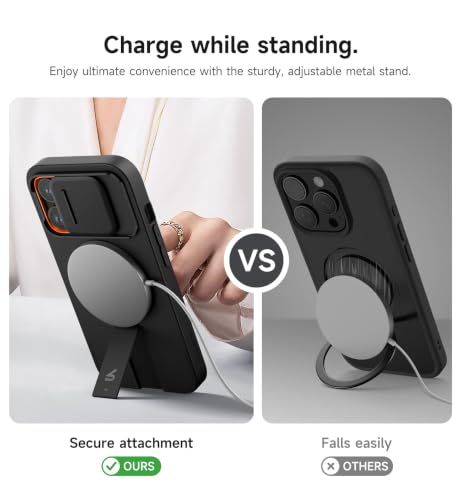 Image of SURITCH for iPhone 13 Pro Case with Magnetic Camera Slide Cover and Adjustable Kickstand, Compatible with MagSafe, Shockproof Bumper Case Slim Protective Cover for iPhone 13 Pro 6.1 Inch, Black