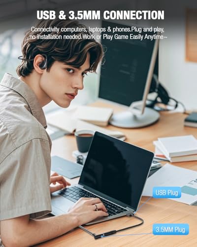 Casque filaire conduction air avec micro bureau commerce PC