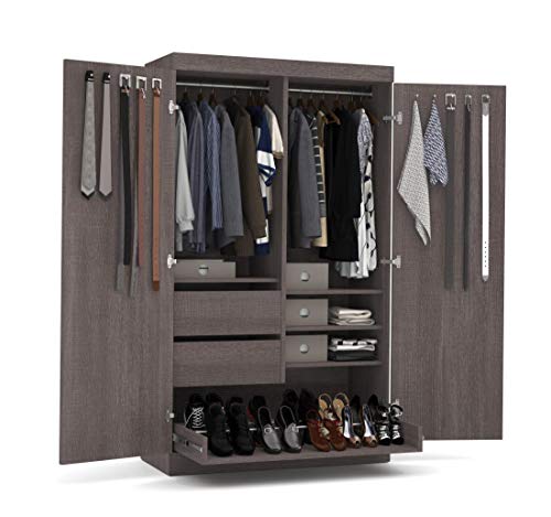 Bestar Pur Wardrobe With Pull-Out Shoe Rack, 49W, Bark Grey #TOP1