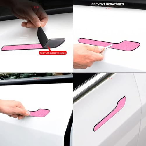 Image of Bling Tesla Door Handle Stickers 4PCS Shiny Adhesive Protection Stickers for Model 3 Y Bling Bling Anti-Scratches Tesla Door Cup Protector, Non-Marking Auto Door Handle Protective Film