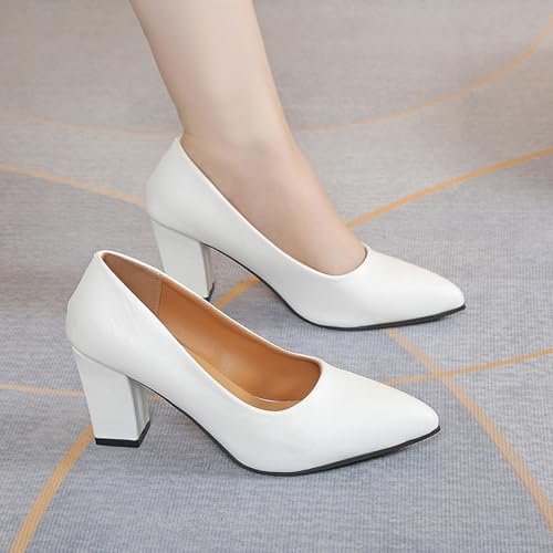 Talons épais décontractés à bout pointu en cuir véritable
