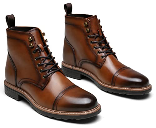 Jousen Leather Boots for Men Dress Retro Classic Design Mens Boots Cap Toe Boot Black Rubber Sole2