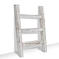FUIN Wooden Tea Towel Ladder, Mini Ladder Towel Rack Display Hanger, Small Rustic Farmhouse Tea Towel Stand Holder for Country Bathroom Decor