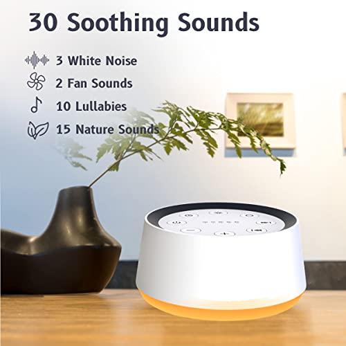 Brownnoise Sound Machine With 30 Soothing Sounds 12 Colors Night Light White Noise Machine For Adults Baby Kids Sleep Machines Memory Function 36 Volume Levels 5 Timers For Home Office Travel (White) #TOP1