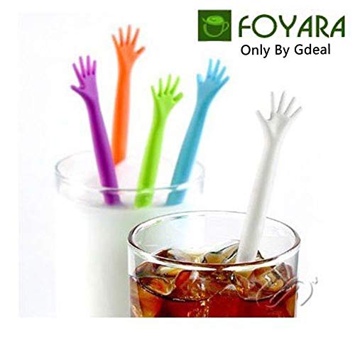 FOYARA 20Pcs Creative Cute Help Me Hand Shaped Tea Milk Coffee Juice Drink