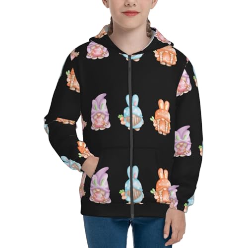 Happy Easter Gnomes Kids Pullover Hoodies Boys Zip Up Sweatshirts Girls Athletic Clothes with Pocket3