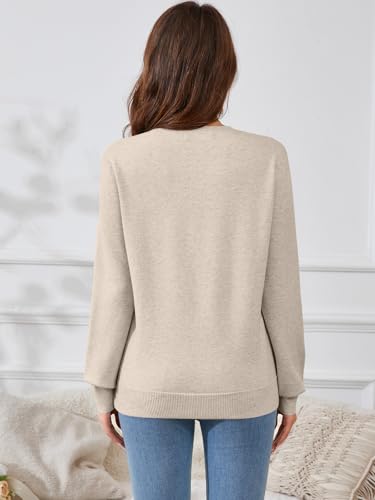 Women's Long Sleeve Sweater Classic 2024 Fall Soft Basic Crewneck Business Casual Pullover Tops Trendy Outfits3