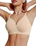 HORISUN Seamless Push Up Bra Wireless Bras for Women with Support(Nude M)