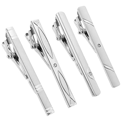 Krawattenklammern-Set für Herren, Metall, Krawattenklammer, Verschluss, Krawattenklammer, Set, Kleidungszubehör für Männer, Jungen, Hochzeit, Party, 6 x 1,8 cm, silber Cover