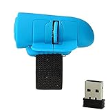 Antetek High Speed Mini 2.4GHz USB Wireless Lazy Finger Rings Ergonomic Handheld Optical Travel Mice Smart Save Power 1600Dpi for PC Laptop Desktop (Blue)