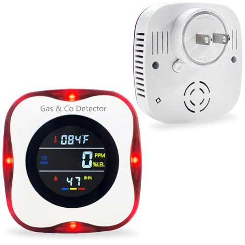 Carbon-Monoxide-and-Natural-Gas-Detector-Plug-in-Wall-WESHLGD-Combination-Carbon-Monoxide-and-Gas-Detector-4-in-1-CO-and-Gas-Detector-for-HomeKitchenCO-Gas-Alarm-with-Temperature-Humidity