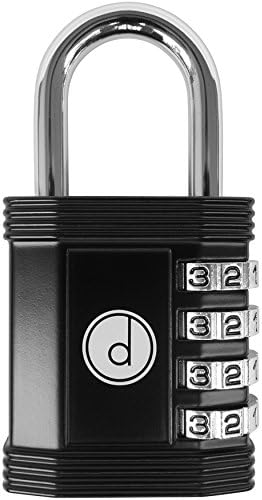 Padlock 4 Digit Combination Lock - for Gym School Locker, Outdoor Gate, Shed, Fence, and Storage, Combo Lock - Locker Lock- Weatherproof Metal - Keyless, Easy to Set, Resettable - Black