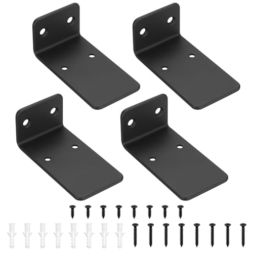 4-pack plankdragers, onzichtbare plankdragers en steunen, 9 cm zware plankdragers, zwarte zwevende wandbeugel, plankdrager, zwevende plankdragers voor planken