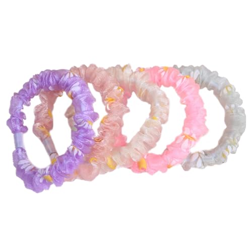 JKQBUX 5 coleteros coloridos para el cabello para mujeres y niñas, con bandas de goma para el pelo de margaritas para el cabello grueso, accesorios de peinado