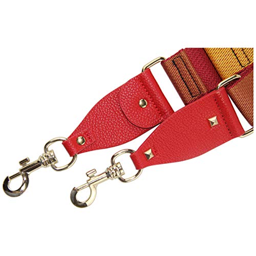 Image of Duwi Wide Purse Strap Multicolor Striped Guitar Style Strap Adjustable Canvas Crossbody Bag Strap
