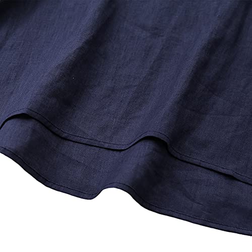 Amazhiyu Women's Linen 3/4 Sleeve Blouse Crew Neck Summer Casual Tops Loose Fit4