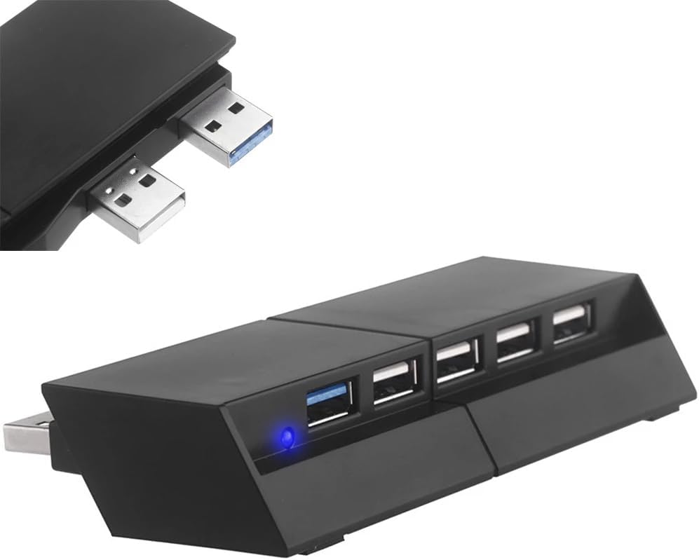 5 Port USB Hub for PS4, Multi Port USB 3.0 2.0 High Speed