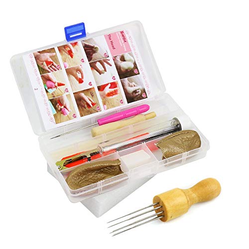 Needle Felting Kit SIMPZIA Wool Felting Tools Kit - Felting Needles, Needle Felting Foam, Scissors, Wooden Handle, Awl, Glue Stick, Finger cots, Great for DIY Felting Wool Projects