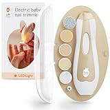 Cherish Baby Care Lima Uñas Eléctrica con Luz LED para Bebés - Lima Uñas Bebé con Parada Automática de Seguridad, Cortaúñas Bebé (+ Estuche de Viaje)