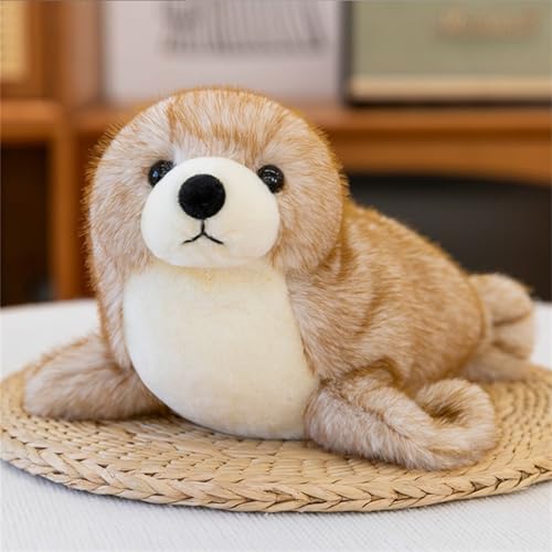 AQCQDQ Kuscheltier Robbe Plüschtier Seelöwe Kuscheltier Seelöwe Plushie Stofftier Seehund Meerestiere Plüsch Spielzeug Plüschpuppe für Kinder (30 cm Braun)