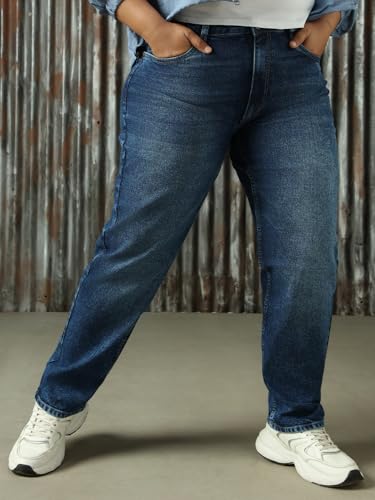 Image of High Star Women Washed Cotton Mom Fit High- Rise Jeans 49