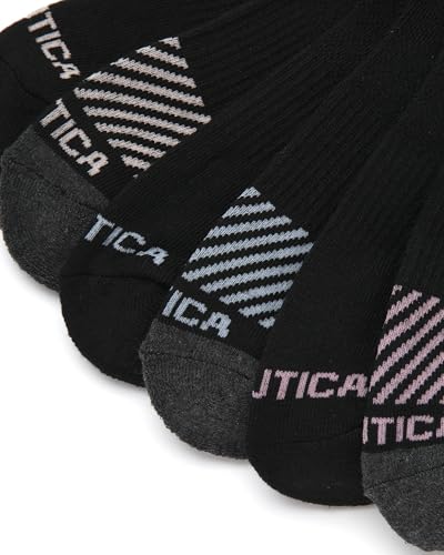 Image of Nautica Womens Quarter Socks Moisture Wicking Cushioned Socks, 12 Pack | Stretch Performance Dri-Motion Fabric, Cushioned with Arch Support, Breathable Mesh Panels, Quarter Cut, Shoe Size 4-10