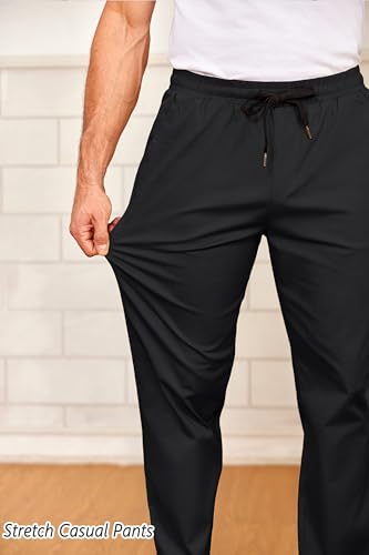 COOFANDY Men's Drawstring Casual Pants Cotton Twill Elastic Waist Chino Pants3