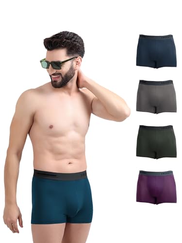 Image of Freecultr Men's Micromodal Airsoft Trunks - Anti-Bacterial, Sweat-Proof, Ultra-Soft, No Itch, No Chafing, Breathable Comfort Men's Underwear Combo Pack of 5