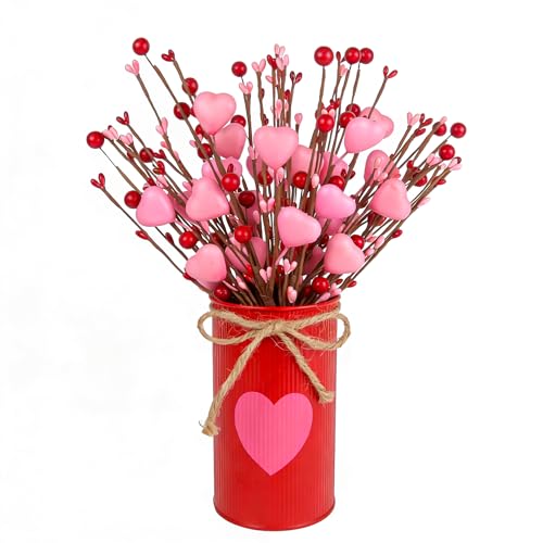 ChamBay Cute Valentine's Day Decorations, Artificial Pink Heart Shaped Berry
