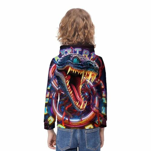 Hoodie pull imprimé 3D serpent coloré avec poches kangourou pour ados 13-15 ans - 4
