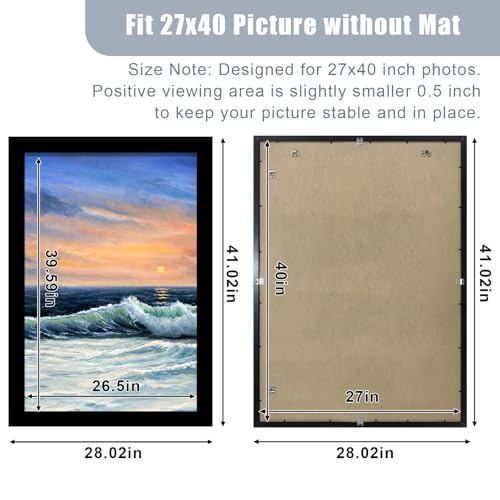 Image of LUCKYLIFE 27x40 Frame in Black, Gallery Frame for Wall Mounting, 2 Pack