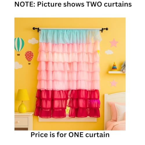Image of NYSARG Decor Hub Ruffle Cotton Curtain for Window | Boho Style | Light Filtering Single Frill Curtain for Living Room, Bedroom, Kids Room & Kitchen (5 feet, 60 * 42inch) (White)